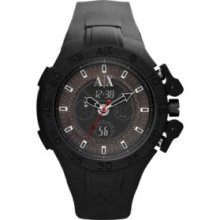 Armani Exchange AX Black Men's Black Silicone Analog Digital Chronograph Watch