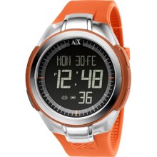 Armani Exchange AX1107 Digital Black Dial Orange Rubber Men's Watch