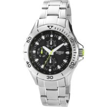 Armitron Men's Lime Green Accented Bezel Dial Silver-Tone Multi-