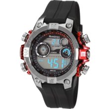 Armitron Watch, Mens Digital Black Polyurethane Strap 43mm 40-8251RED