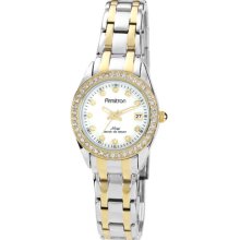 Armitron Womens Crystal Accented Two-Tone Gold-Plated Dress Watch Multi