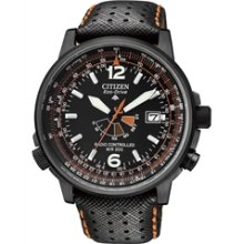 AS2025-09E - Citizen Promaster Euro Black Eco-Drive Radio Controlled Nighthawk Pilots Watch