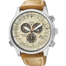 AS4020-44B - Citizen Eco-Drive Nighthawk Chrono Aviator Euro Radio Sapphire Leather Watch