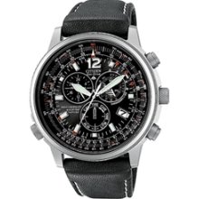 AS4050-01E - Citizen Eco-Drive Nighthawk Chrono Titanium Euro Radio Sapphire Leather Watch