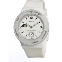 Atop Mens 8TZ Analog Aluminum Watch - White Rubber Strap - White Dial - ATO8TZ-W