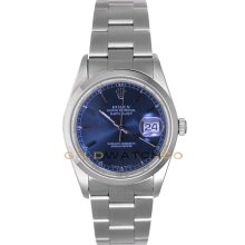 Authentic Datejust 16200 Oyster Band Smooth Bezel Blue Dial