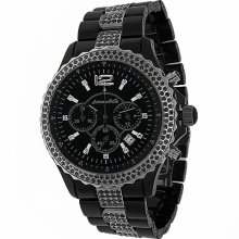 Avianne&Co Mens Ceramic Stainless Steel Black Chrono Black Diamond Watch 3.83 Ctw