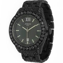 Avianne&Co Mens Essence Collection PVD Diamond Watch with Black Diamonds 27.08 Ctw