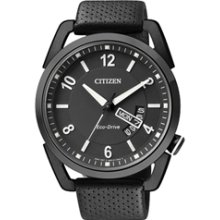 AW0015-08E - Citizen Eco-Drive Metropolitan Black Ion Plated Leather WR 100m Watch