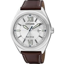 AW1170-00H - 2013 Citizen Eco-Drive WR 50m Elegant Brown Leather Aviator Date Watch