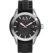 AX Armani Exchange Round Silicone Strap Watch, 47mm