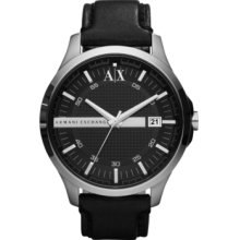 AX Armani Exchange Watch, Mens Black Leather Strap 46mm AX2101