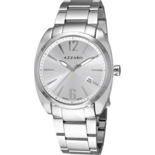 Azzaro Men's 'seventies' Silver Dial Stainless Steel Bracelet Watch