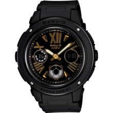 Baby-g Watch, Womens Analog-Digital Black Resin Strap 43x48mm BGA153-1