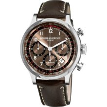 Baume & Mercier Men's Swiss Made Automatic Chronograph Brown Leather Strap Watch