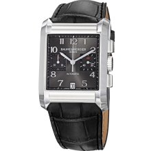 Baume & Mercier Men's Hampton Grey Chronograph Dial Black Strap Watch