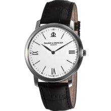 Baume & Mercier Men's Classima White Dial Black Leather