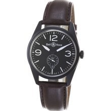 Bell & Ross Men's 'Vintage' Black Dial Brown Leather Strap Watch