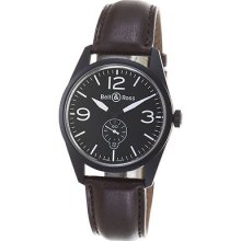 Bell & Ross Men's 'vintage' Black Dial Brown Leather Strap Watch Br123-origcarbo