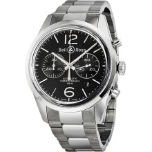 Bell and Ross Officer Chronograph Black Dial Mens Watch BR126-OFFICER-SSB