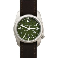 Bertucci A-2T Mens Watch - Titanium - Chestnut Leather Strap - Forest Green Dial - 12018