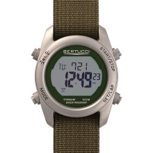 Bertucci G-1T Mens Durato Digital Watch - Titanium - Olive Nylon Strap - EL Backlight - 23006