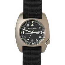 Bertucci Mens D-1T Vintage Analog Titanium Watch - Black Nylon Strap - Black Dial - 17005