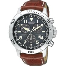 BL5257-03L (BL5250-02L) - Citizen Eco-Drive Leather Perpetual Calendar Sapphire Titanium Case Chrono Watch