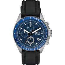 Black / Blue Fossil Blue Chronograph Dial Watch - Jewelry