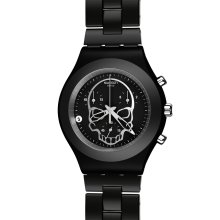 Black Swatch Full Blooded Black Skull Watch - Jewelry