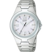 BM0530-58C - Citizen Eco-Drive 50m Mens Calendar Stainless Steel All White Dial Watch