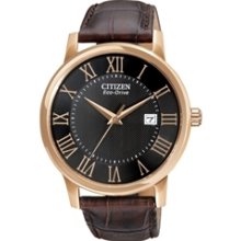 BM6759-03E- 2013 Citizen Eco-Drive Gold Tone Elegant Leather Mens Watch