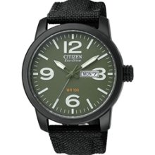 BM8475-00X - Citizen Eco-Drive Military Black Plated Canvas Strap 100m Watch