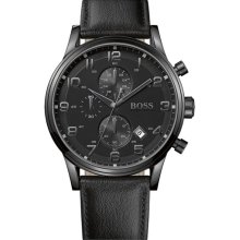 BOSS Black Leather Strap Chronograph Watch