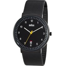 Braun Mens Analog Stainless Watch - Black Bracelet - Black Dial - BN-32BKBM