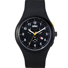 Braun Men's Quartz Watch With Black Dial Chronograph Display And Black Silicone Strap Bn0115bkbkbkg