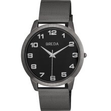 Breda Men's 'George' Mesh Strap Black Dial Watch (Black)