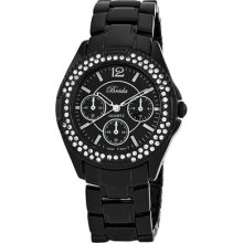 Breda Women's Keira Clear Rhinestones Bezel Watch in Black