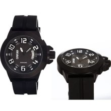 Breed Mens Alpha Analog Stainless Watch - Black Rubber Strap - Black Dial - BRD5004