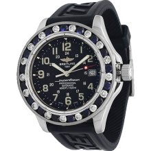 Breitling SuperOcean Chronometre Mens Diamond Watch with Blue Sapphires 5.10 Ctw