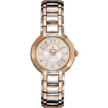 Bulova 98l153 Women's Dress Classic Two Tone Rose Gold Steel Silver Dial Watch