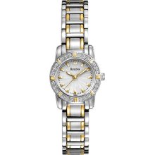 Bulova 98r155 Women's Watch Two Tone Highbridge White Dial Diamond Accents