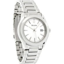 Bulova Classic Quartz Mens Day Silver Dial Bracelet Dress Watch 96B168