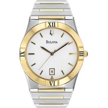 Bulova Dress Men's Quartz Tow Tone Watch 98b015 Retail Price $299.00