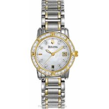 Bulova Ladies 24 Diamond Dress Marine Star Date Two-Tone 98R107