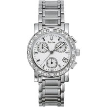 Bulova Ladies Diamond Chronograph White Dial 96R19