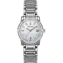 Bulova Ladies Diamond Stainless Steel Mother of Pearl Dress Watch 96R105