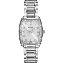 Bulova Ladies Stainless Steel Case and Bracelet Highbridge Collection Diamonds Silver Dial 96R162