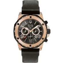 Bulova Men's Black & Rose Goldtone Sport Watch