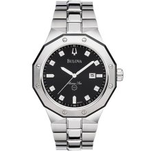 Bulova Mens Diamond-Accent Stainless Steel Watch